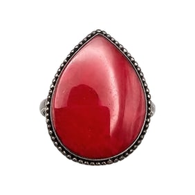 Coral Sterling Silver Ring Size 9.5 3.5 G