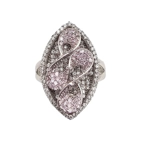 BS Diamond Sterling Silver Cocktail Ring Size 6.75 4.7 G