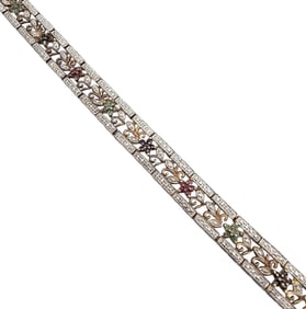 Ross Simons Emerald Sapphire Ruby Diamond Gold Over Sterling Silver Tennis Bracelet 21.5 G