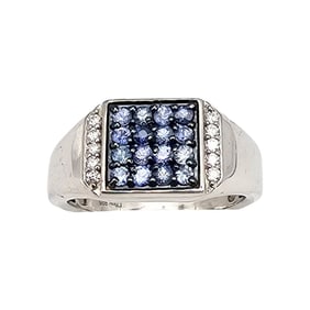 D'Joy Topaz Diamond Sterling Silver Cocktail Ring Size 10.25 6.2 G