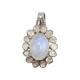 D'Joy Diamond Moonstone Sterling Silver Pendant 5.8 G