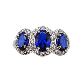 FAS Gemstone Sterling Silver Cocktail Ring Size 5.75 3.8 G