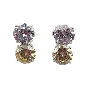 Signed Clear Yellow Stone Sterling Silver Earrings 5.6 G