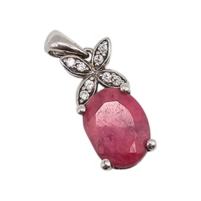 Stauer Ruby Diamond Sterling Silver Pendant 2.3 G