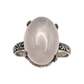 Rose Quartz Sterling Silver Ring Size 9.75 5.3 G