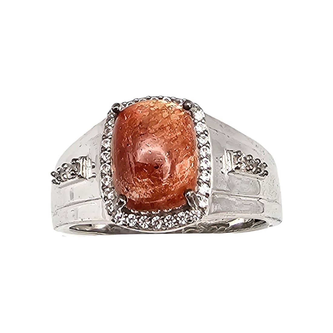 D'Joy Sunstone White Zircon Sterling Silver Cocktail Ring Size 10.25 7.2 G (1 of 4)