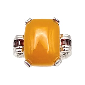 Quartz Garnet Sterling Silver Ring Size 9.5 8.2 G