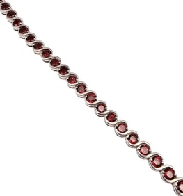 Garnet Sterling Silver Tennis Bracelet 16.2 G