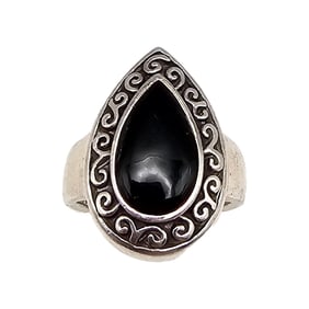 Barse Southwestern Onyx Sterling Silver Ring Size 6.75 10.2 G