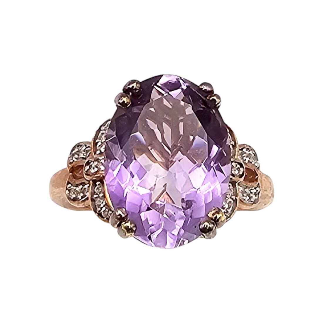 D'Joy Amethyst Rose Gold Over Sterling Silver Cocktail Ring Size 9.5 7.3 G (1 of 4)