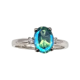 D'Joy Tourmaline Sterling Silver Cocktail Ring Size 6.75 2.1 G