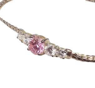 JC Rhinestone Sterling Silver Tennis Bracelet 7.6 G