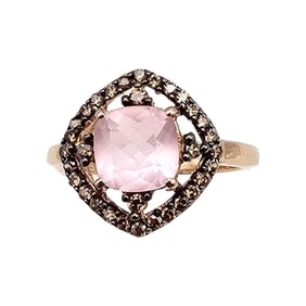 YGI Pink Stone Rose Gold Over Sterling Silver Cocktail Ring Size 5.75 3 G