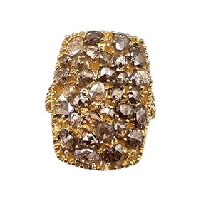 D'Joy Diamond Gold Over Sterling Silver Cocktail Ring Size 7.5 8.5 G