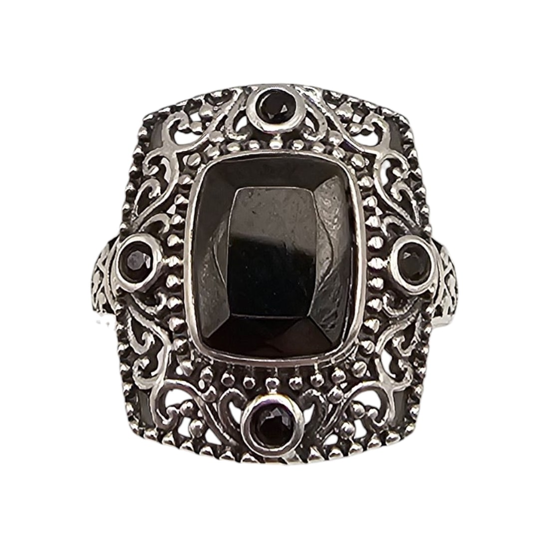 D'Joy Black Stone Sterling Silver Ring Size 7.75 5.6 G: D'Joy Black Stone Sterling Silver Ring Size 7.75 5.6 G