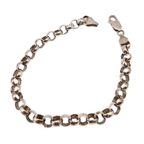 Italy Sterling Silver Rolo Chain Bracelet 12.7 G
