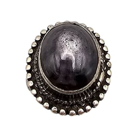 Gray Star Sapphire Sterling Silver Cocktail Ring Size 6 12.3 G