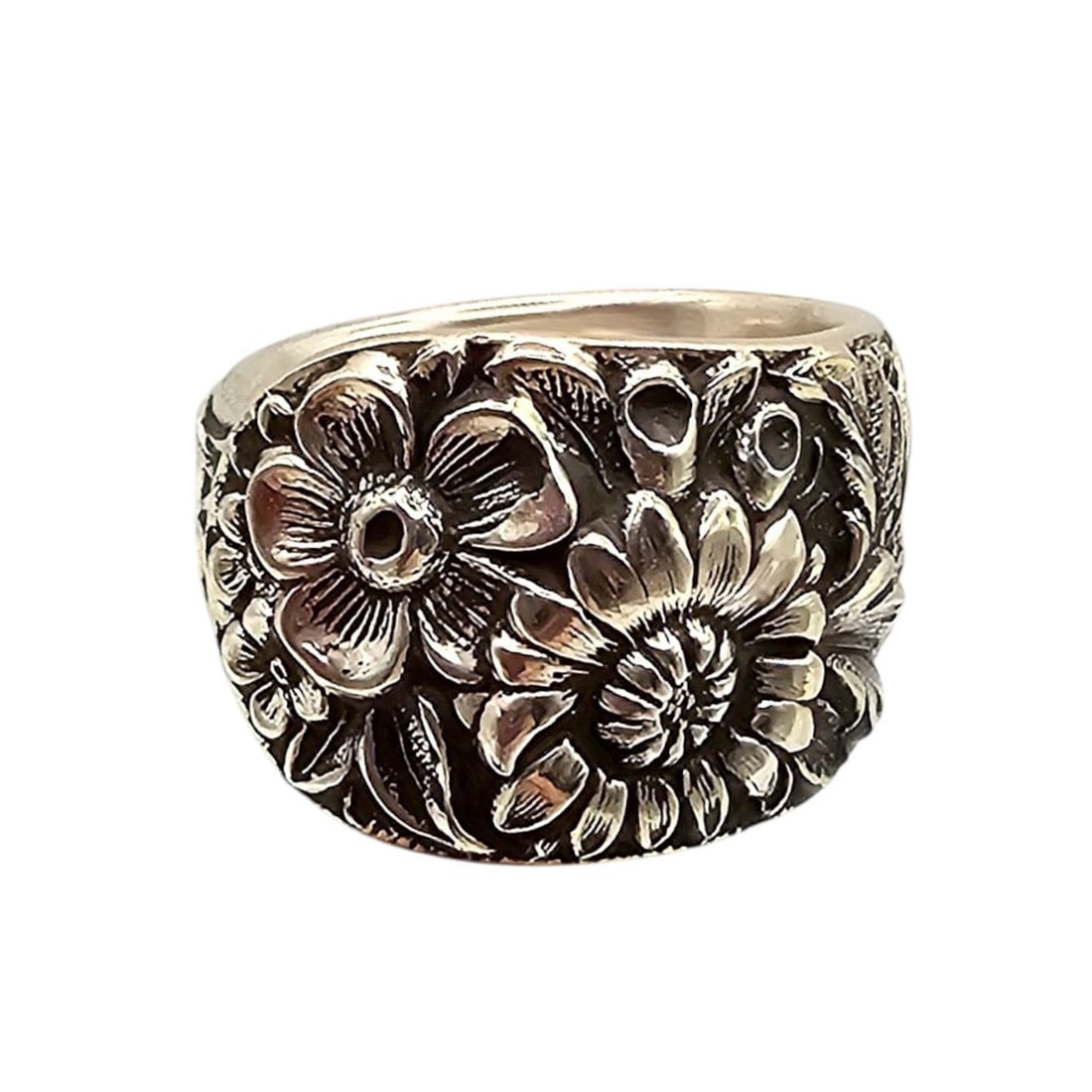 Sterling Silver Floral Wrap Ring Size 5.25 15.2 G: Sterling Silver Floral Wrap Ring Size 5.25 15.2 G