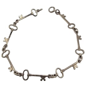 Sterling Silver Skeleton Key Bracelet 6.5 G