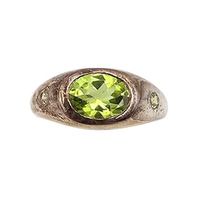 Peridot Sterling Silver Cocktail Ring Size 6 4.6 G