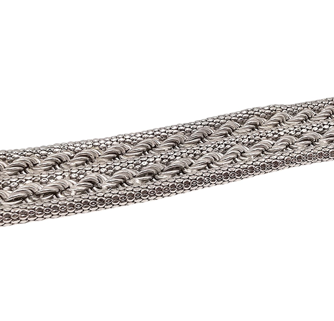 Sterling Silver Rope And Popcorn Chain Bracelet 30 G: Sterling Silver Rope and Popcorn Chain Bracelet 30 G