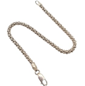 Italy Sterling Silver Popcorn Chain Bracelet 3.4 G