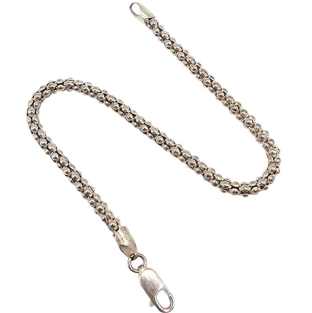 Italy Sterling Silver Popcorn Chain Bracelet 3.4 G: Italy Sterling Silver Popcorn Chain Bracelet 3.4 G
