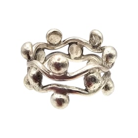Sterling Silver Dot Design Ring Size 5.5 6.5 G