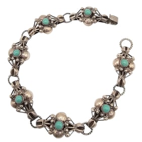 Vintage Turquoise Sterling Silver Bracelet 14.9 G