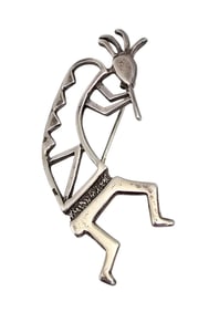 Belinda Woody Navajo Sterling Silver Kokopelli Brooch 8.8 G