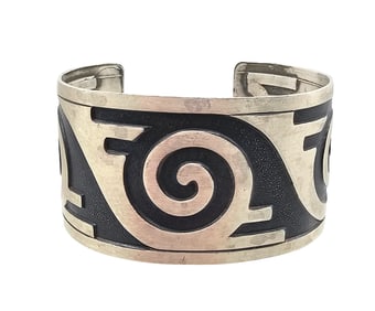 Vintage Bell Sterling Native Sterling Silver Cuff Bracelet 38 G