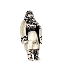Sterling Silver Native American Girl Brooch Pendant 7.3 G