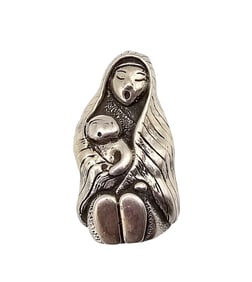 Vintage Carol Felley Sterling Silver Mother And Child Brooch Pendant 14.4 G