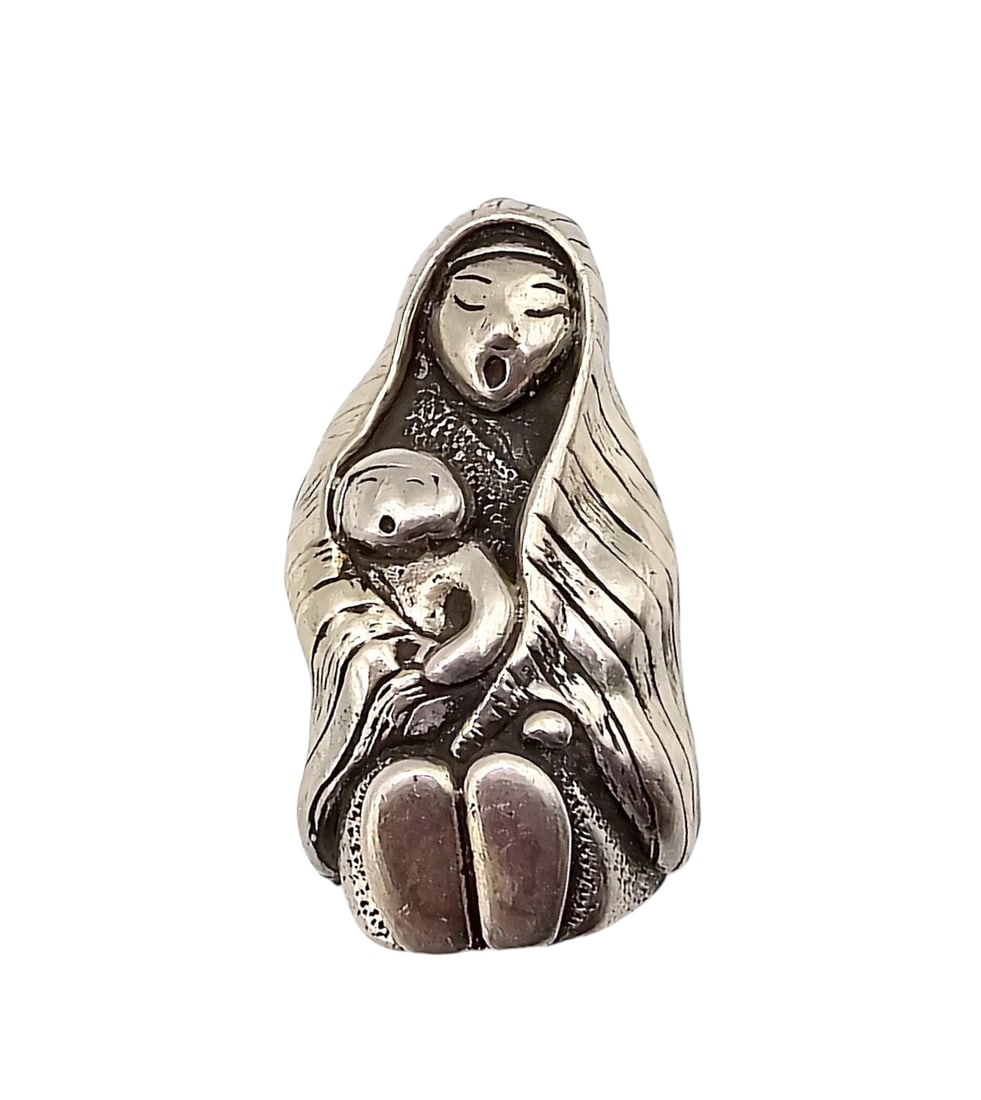 Vintage Carol Felley Sterling Silver Mother And Child Brooch Pendant 14.4 G (1 of 4)