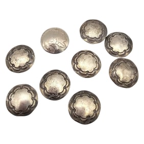 Native Sterling Silver Button Covers Lot Of 9 41.6 G