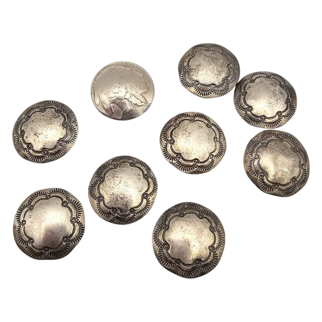 Native Sterling Silver Button Covers Lot Of 9 41.6 G (1 of 4)