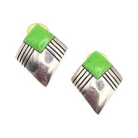 BO Lime Turquoise Sterling Silver Arrowhead Earrings 13.9 G