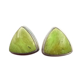 I-P2UL Lime Green Sterling Silver Triangle Earrings 10.2 G