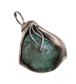 Native Turquoise Sterling Silver Pendant 27.5 G