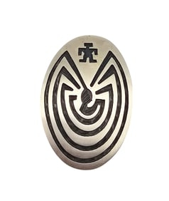 Hopi Se Eh Ha (Man In Maze) Sterling Silver Brooch 13.2 G