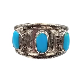 Navajo Turquoise Sterling Silver Ring Size 6.25 4.4 G
