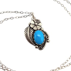 Wheeling Manufacturing Co Turquoise Sterling Silver Necklace 3.6 G