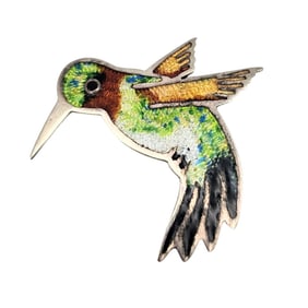 Jeronimo Fuentes Mexico Enamel Sterling Silver Hummingbird Brooch 4.9 G