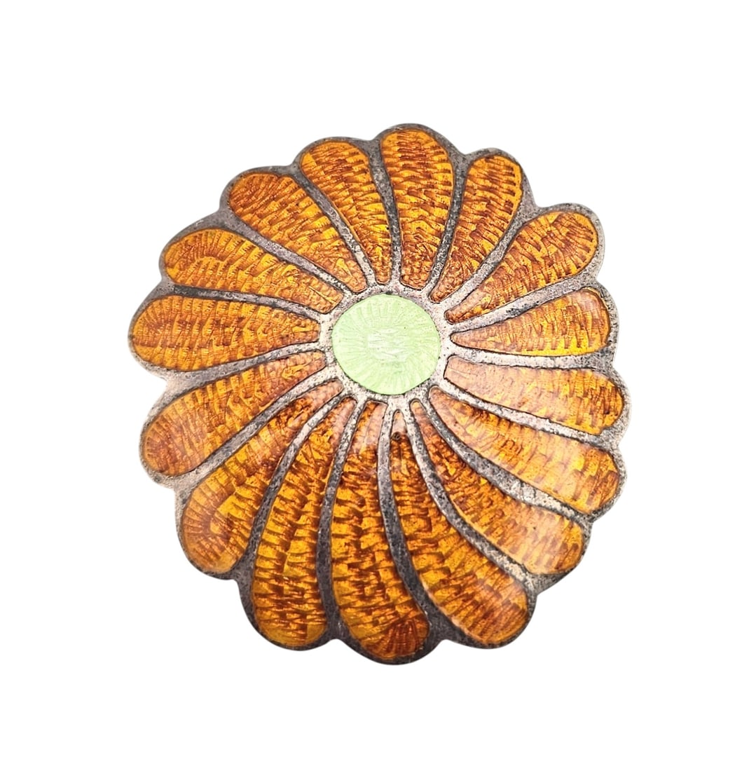 Jeronimo Fuentes Mexico Enamel Sterling Silver Flower Brooch 7.7 G (1 of 4)