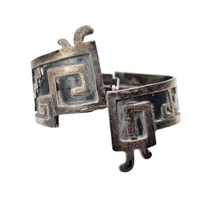PAR Mexico Sterling Silver Aztec Style Hinge Bangle Bracelet 46.9 G