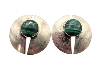 Malachite Sterling Silver Earrings 7.5 G