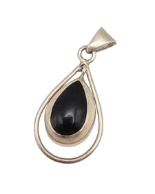 Mexico Obsidian Sterling Silver Pendant 11.1 G