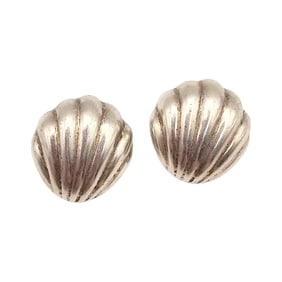 Mexico TV-30 Sterling Silver Hollow Form Shell Earrings 15.3 G