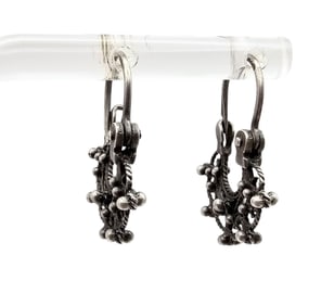 Sterling Silver Dot Filigree Hoop Earrings 2.4 G