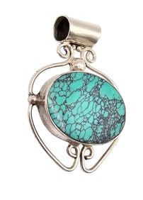 Mexico Turquoise Sterling Silver Pendant 35.2 G